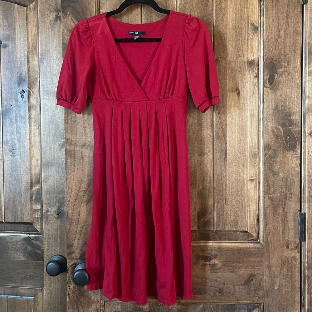 Gap XS Red Empire Waist Dress w/Pockets